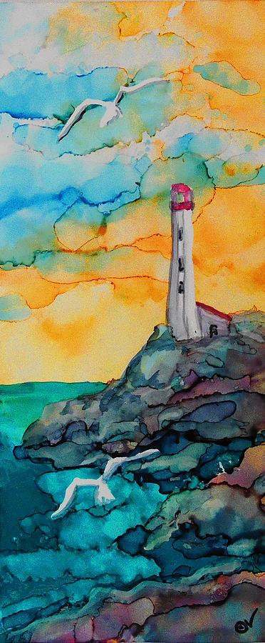 Lighthouse - A 220 Painting by Catherine Van Der Woerd