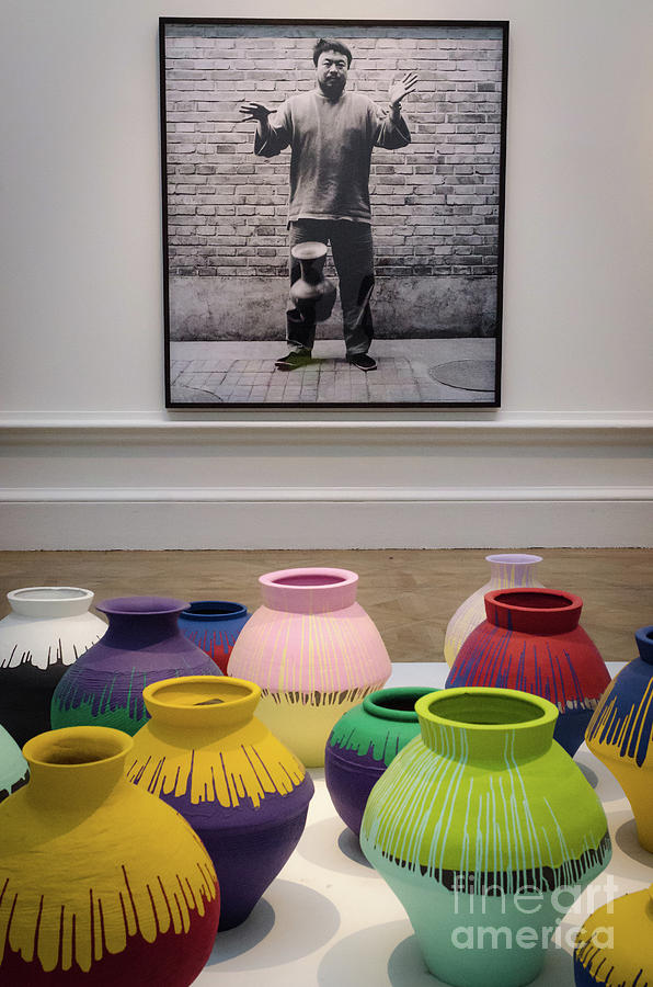 Ai Weiwei, Portrait and Vases Photograph by Perry Rodriguez