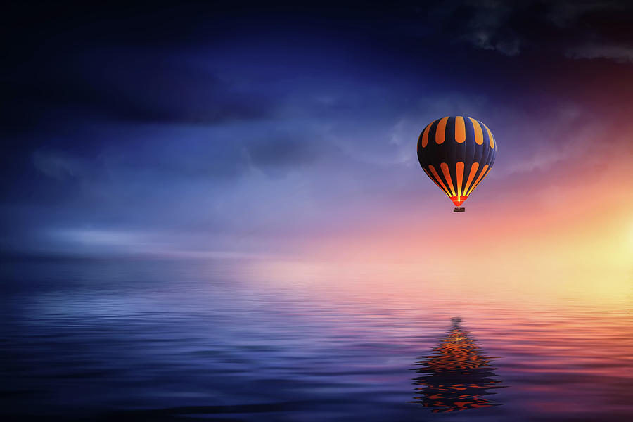Air ballon at lake Photograph by Bess Hamiti