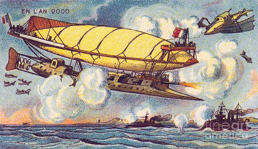 Air Battle, 1900s French Postcard Photograph by Science Source