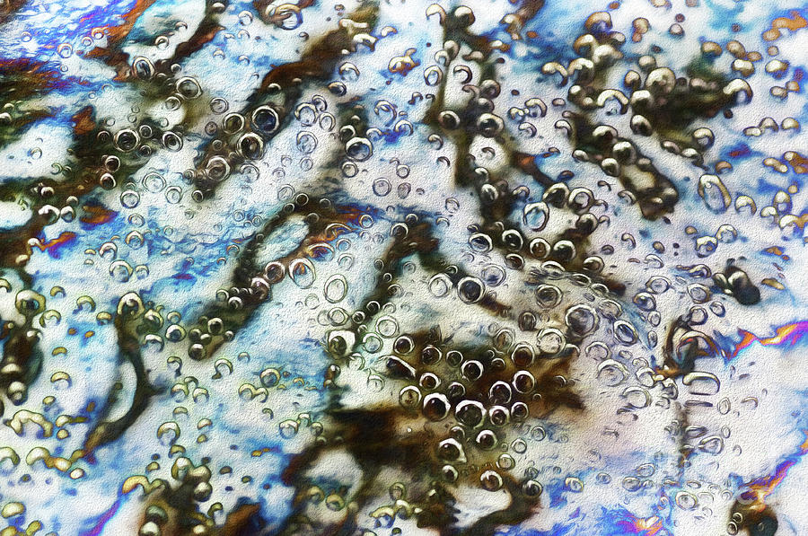Air Bubbles Underwater - Abstract Photograph by Kaye Menner