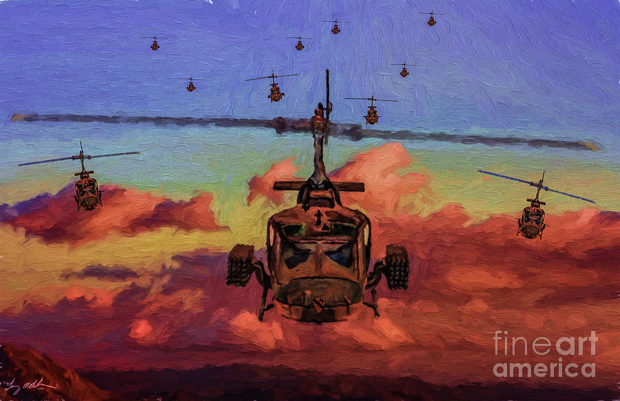 Helicopter Digital Art - Air Cavalry Bell UH-1 Huey  by Tommy Anderson