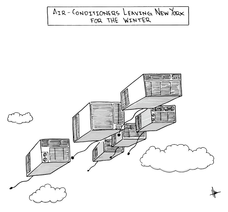 Air Conditioners Leaving New York For The Winter Drawing by Andrew Hamm