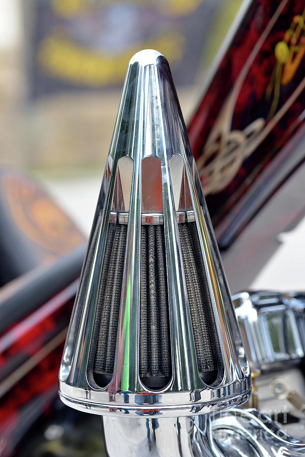 Air filter on Harley-Davidson chopper engine Photograph by George Atsametakis