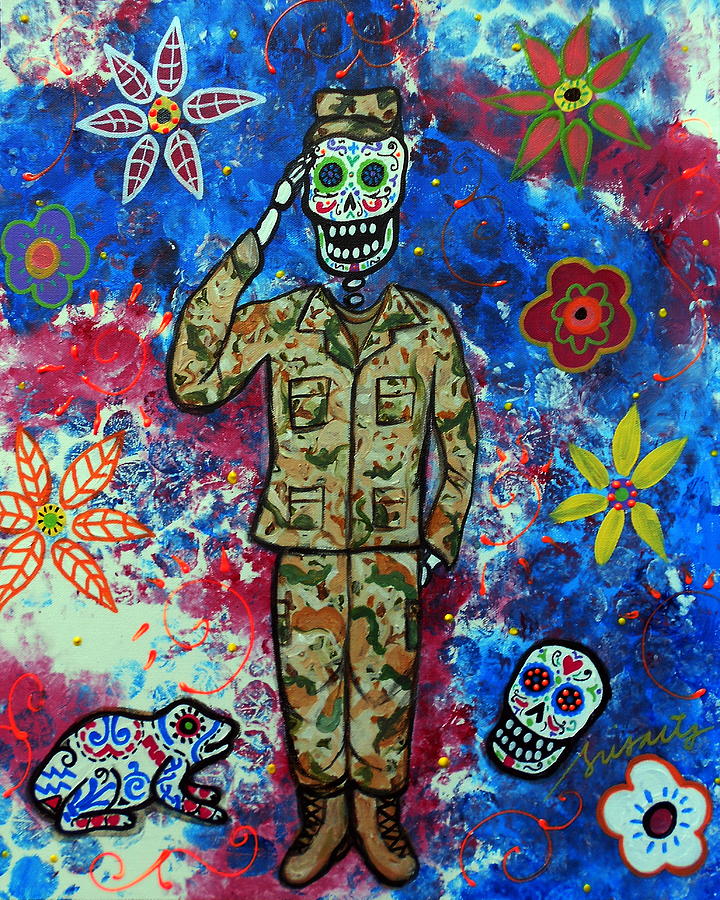 Air Force Day Of The Dead Painting by Pristine Cartera Turkus