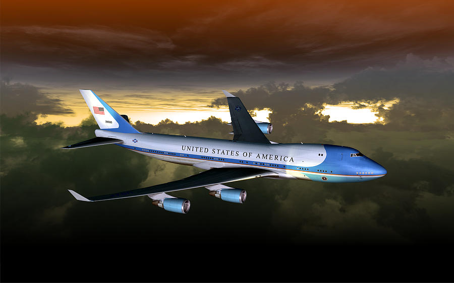 Air Force One 28.8X18 Digital Art by Mike Ray