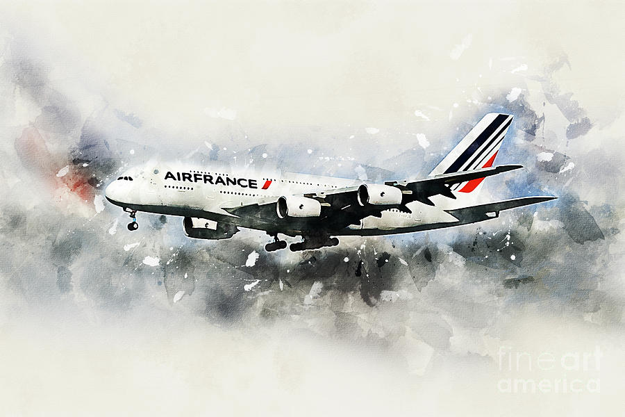 Air France Airbus A380-800 Digital Art by Airpower Art