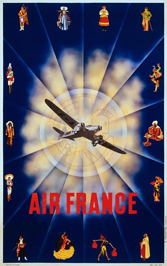 Air France travel poster 1940 Painting by Vincent Monozlay