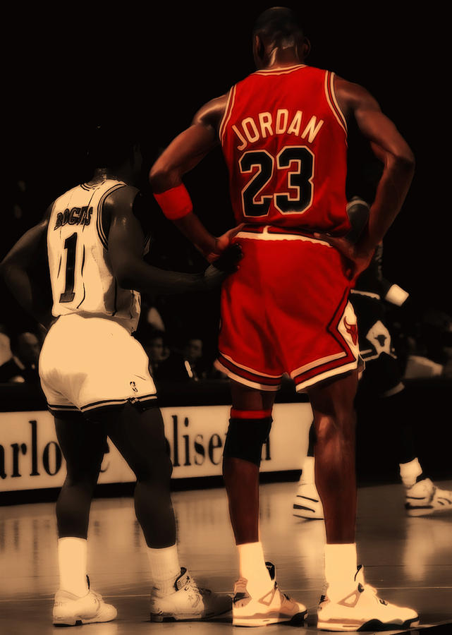 Air Jordan And Muggsy Bogues Digital Art by Brian Reaves