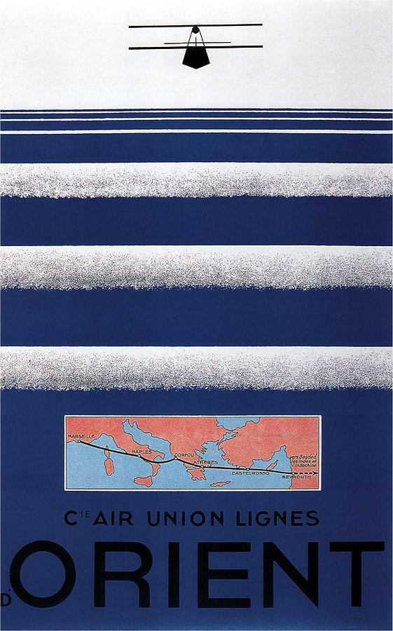 Vintage Painting - Air Union Lines to the Orient - Vintage Airline Poster - Minimalist by Studio Grafiikka