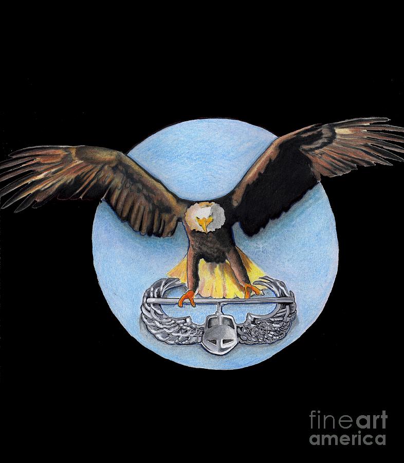Eagle Drawing - Airborne by Bill Richards