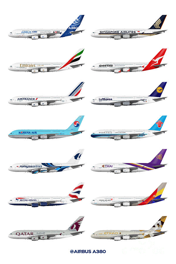 Airplane Digital Art - Airbus A380 Operators Illustration by Steve H Clark Photography