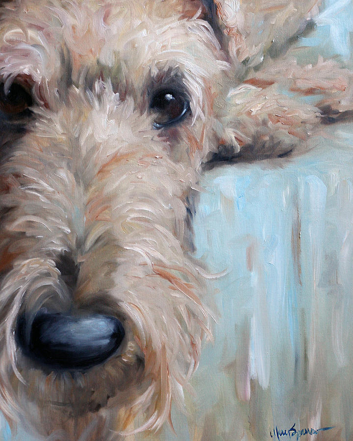 Airedale Blues Painting by Mary Sparrow