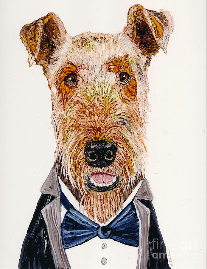 Airedale in Tux Painting by Jan Killian
