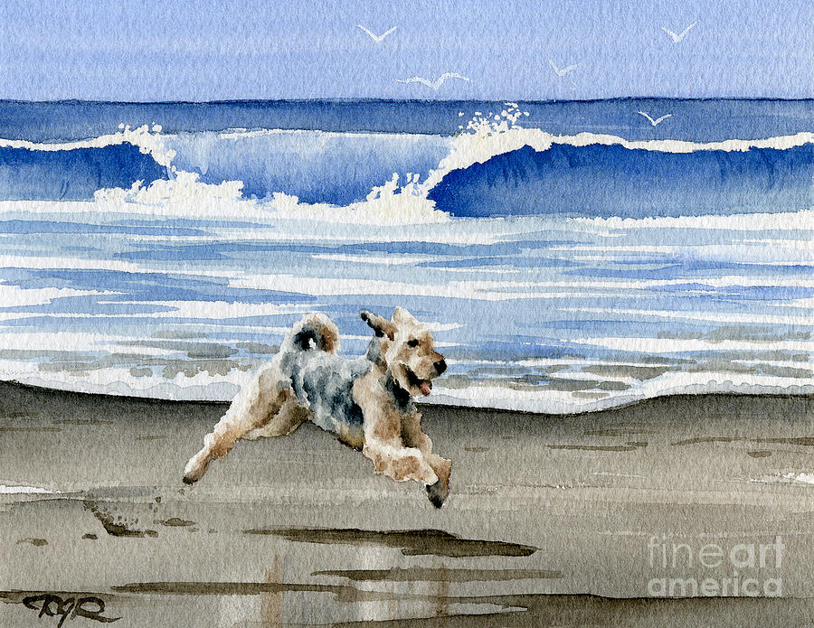 AIREDALE TERRIER Contemporary Watercolor ART Print by Artist DJR 