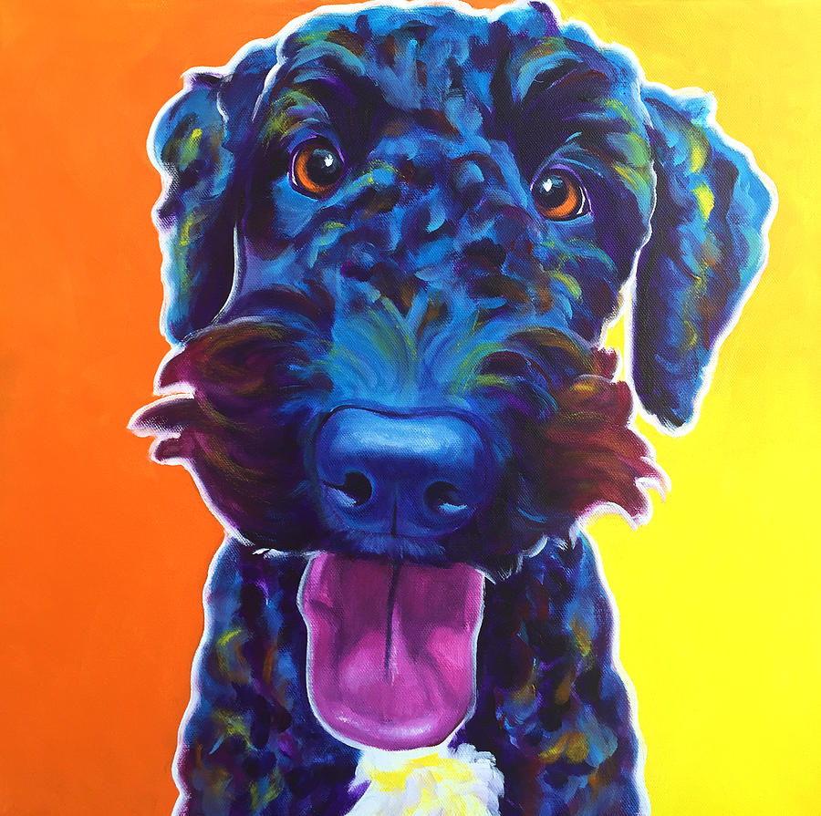Poodle Painting - Airedoodle - Fletcher by Dawg Painter