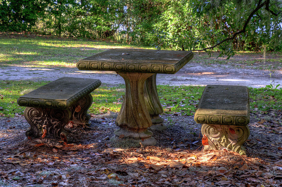 Airlie Stone Benches Photograph By Tj Baccari