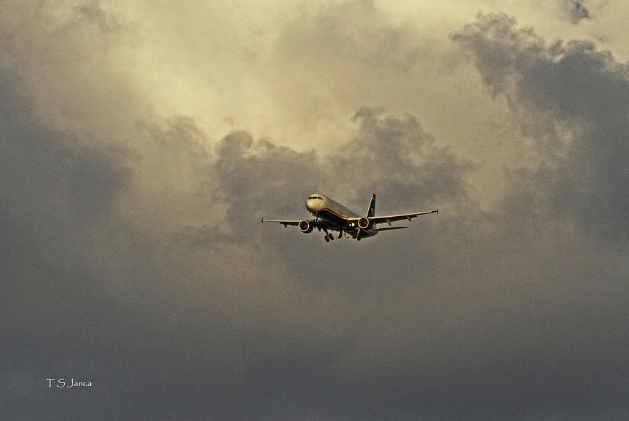 Airliner Landing Sky Harbor Phoenix Digital Art by Tom Janca