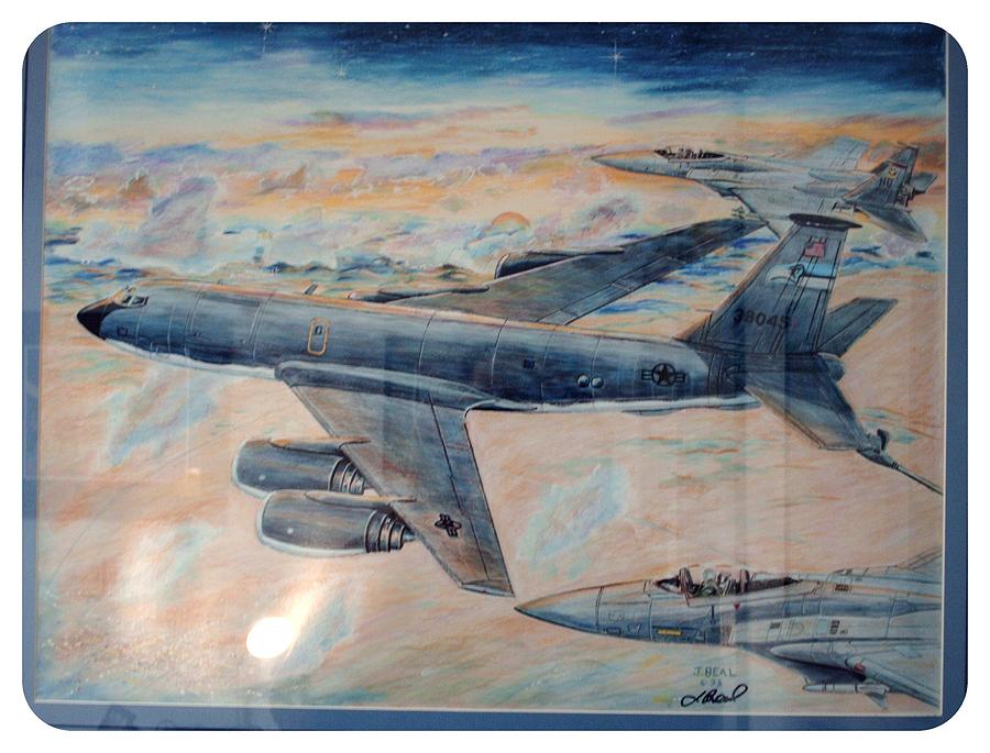 Landscape Drawing - Airn Tanker KC-135 by James Beal Landscape Drawing - Airn Tanker KC-135 by James Beal