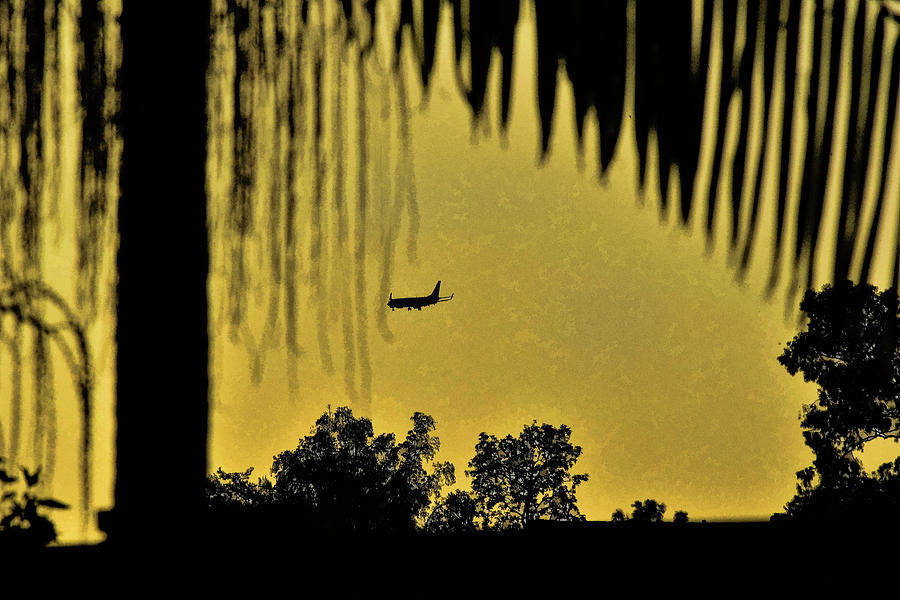 Airplane At Sunset 2 Abstract Photograph by Linda Brody