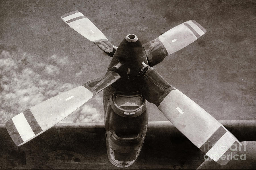 Vintage Photograph - Dakota airplane propeller  by Les Palenik