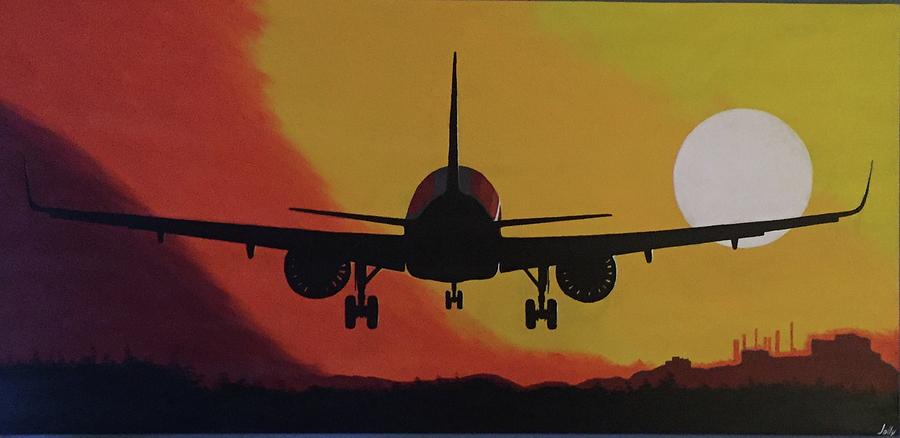 Aviation Painting - Airplane Sunset by Ken Jolly