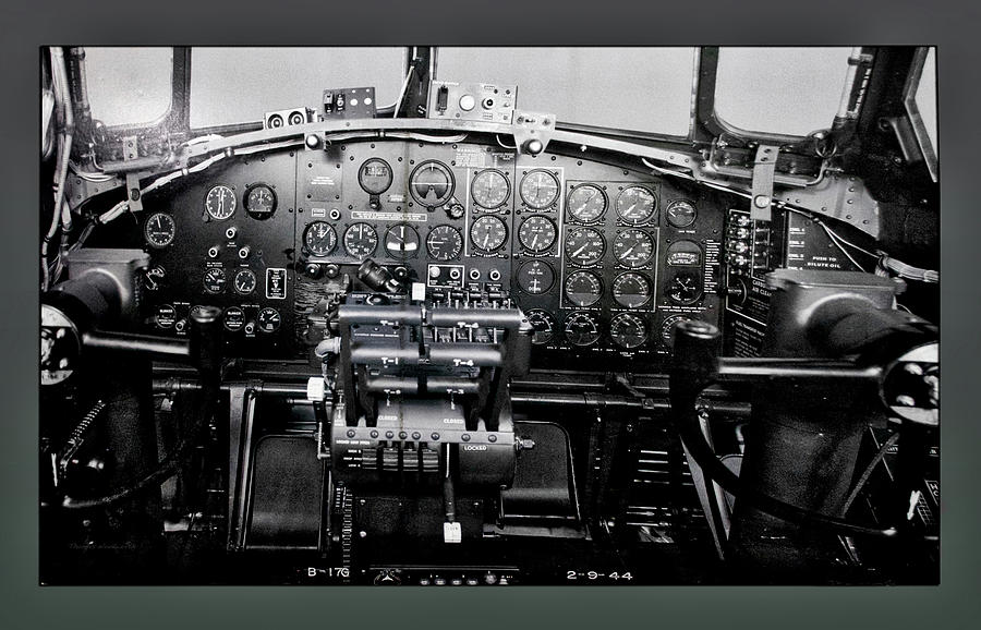 Airplanes Military B 17B Instrument Panel Mixed Media by Thomas Woolworth