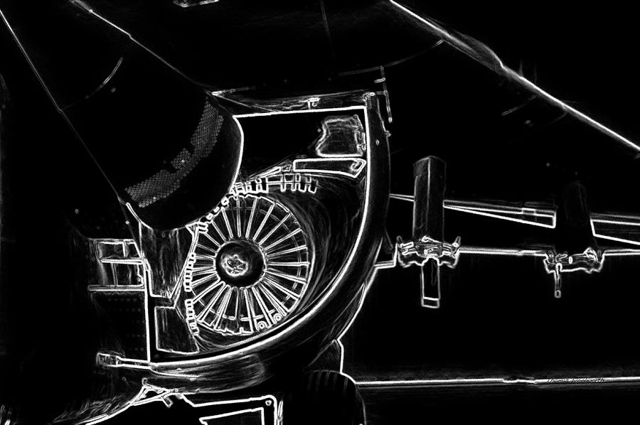 Airplanes Military F111A Aardvark Jet Engine Intake BW Mixed Media by Thomas Woolworth