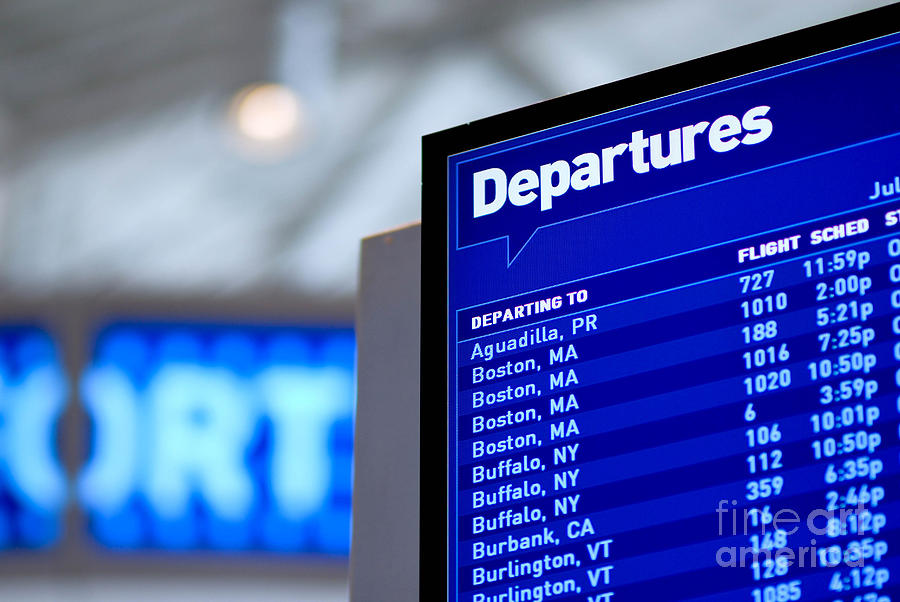 Boston Photograph - Airport Departure Board by Amy Cicconi