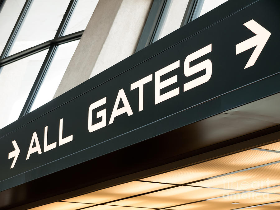 Transportation Photograph - Airport Gates Sign by Paul Velgos