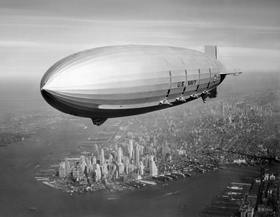Airship Flying Over New York City Photograph