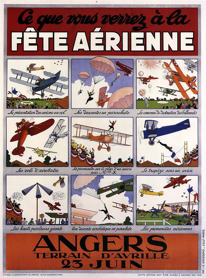 Airshow - Aircraft festival - Angers, France - Vintage Exposition Poster Painting by Studio Grafiikka