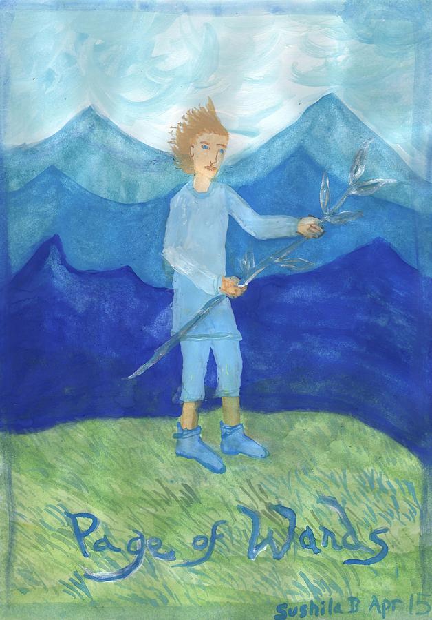 Tarot Painting - Airy Page of Wands by Sushila Burgess Tarot Painting - Airy Page of Wands by Sushila Burgess