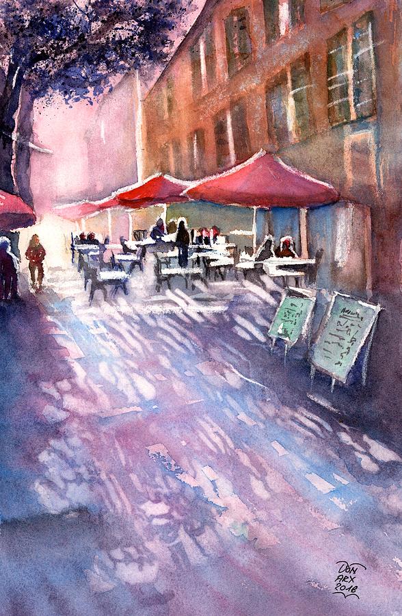 Aix En Provence Painting - Aix en Provence early Morning coffee by Sabina Von Arx