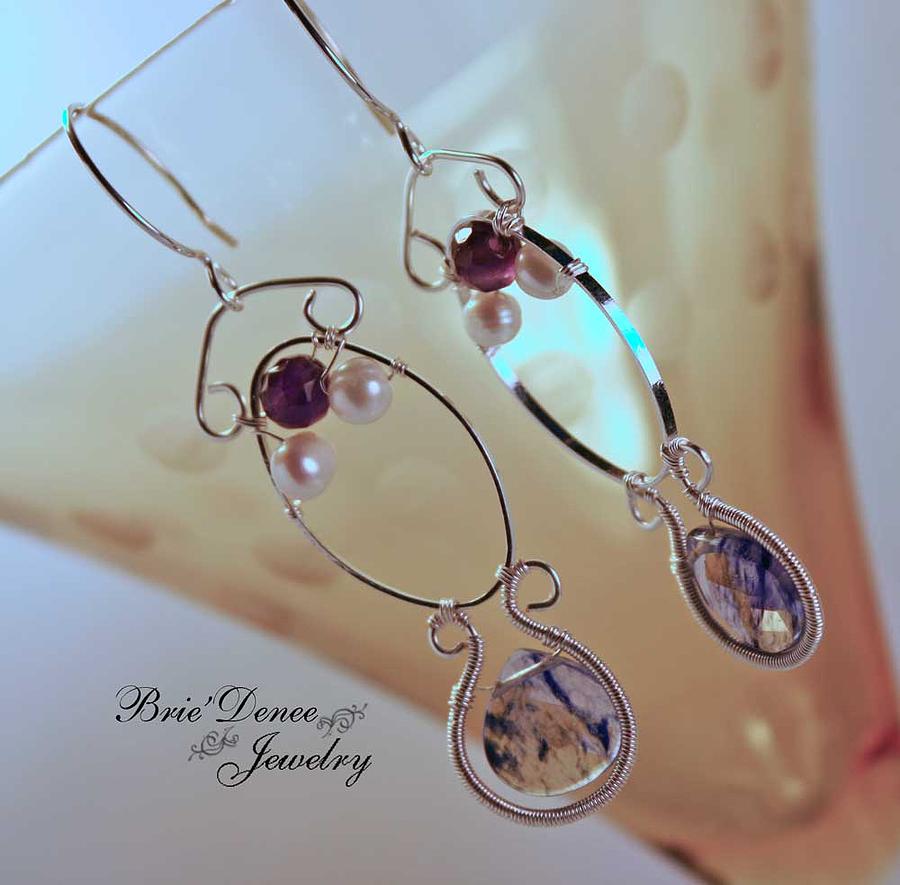 Jewelry Jewelry - Aiyn Omega Amethyst Pearl and Blue Lace Quartz Earrings by Brittney Brownell