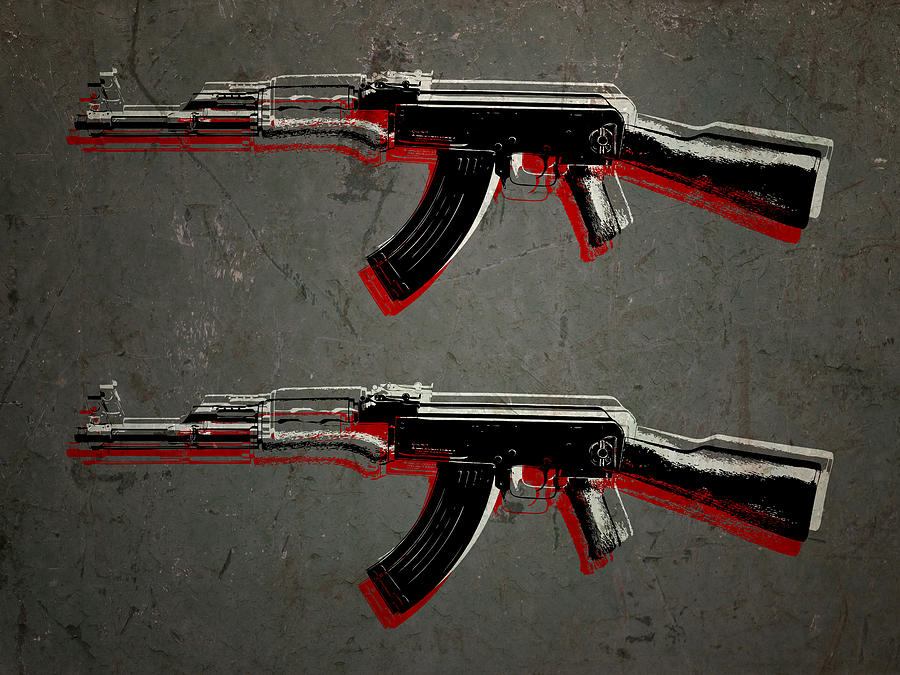 AK47 Assault Rifle Pop Art Digital Art by Michael Tompsett