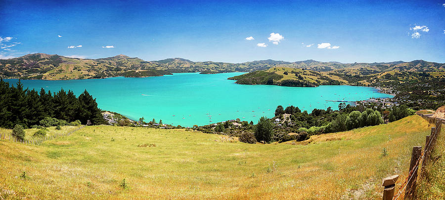 Landscape Photograph - Akaroa New Zealand Panorama by Joan Carroll