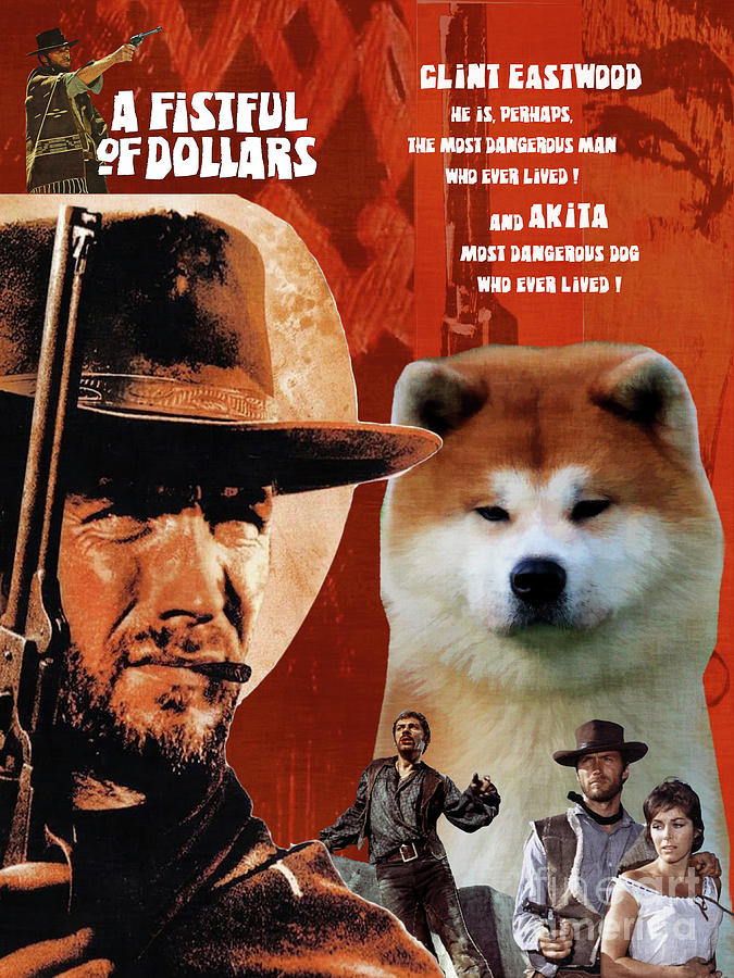 Akita A fistful of dollars Movie Poster Painting by Sandra Sij