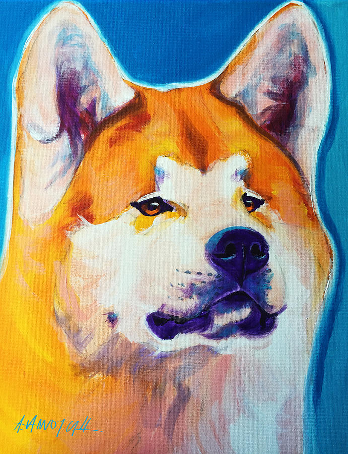 Akita - Apricot Painting by Dawg Painter