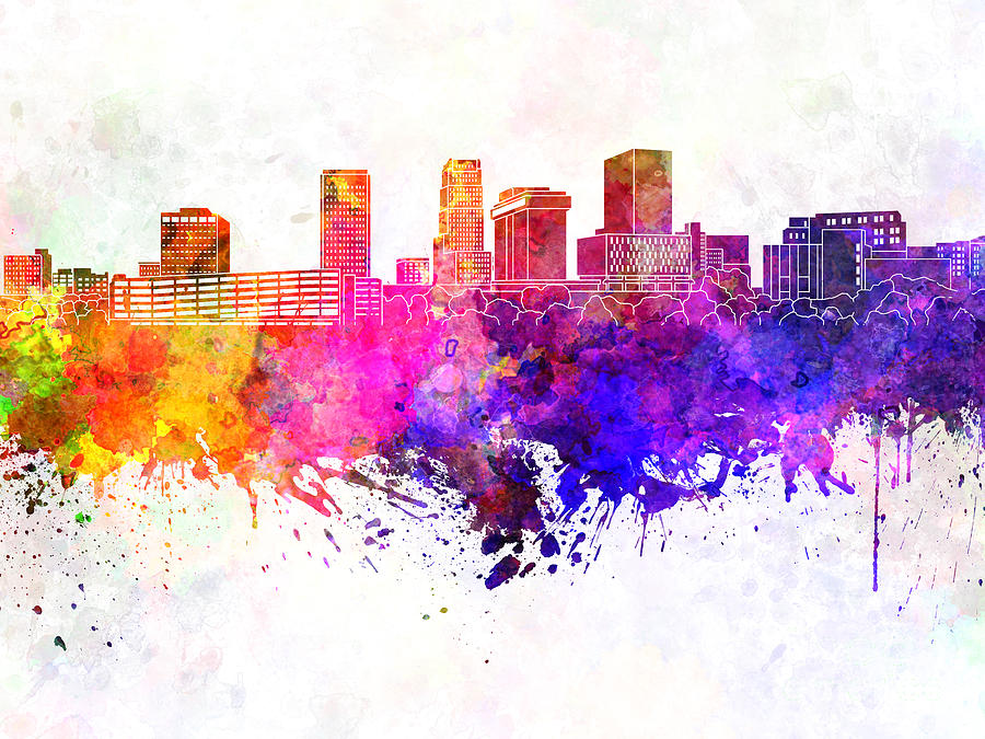 Akron Skyline Painting - Akron Skyline In Watercolor Background by Pablo Romero Akron Skyline Painting - Akron Skyline In Watercolor Background by Pablo Romero