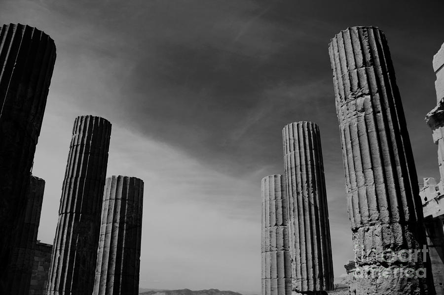 Akropolis Columns Black and White Photograph by Marina McLain