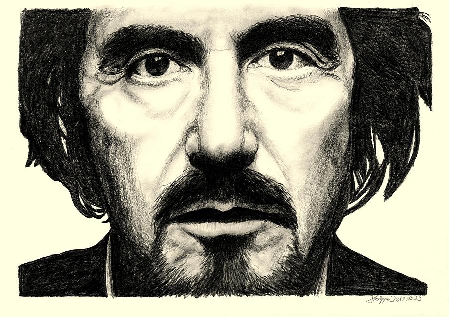 Portrait Drawing - Al Pacino Pencil Portrait by Attila Hodgyai