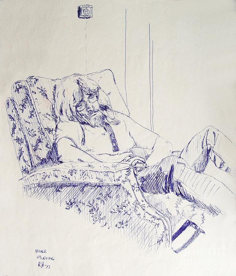 Al-Studying Drawing by Ronald Bissett
