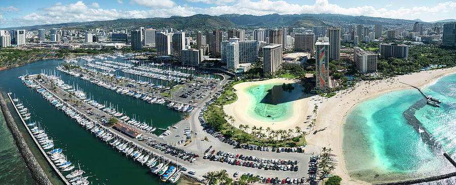 Helicopter Photograph - Ala Wai Yacht Club by Sean Davey Helicopter Photograph - Ala Wai Yacht Club by Sean Davey