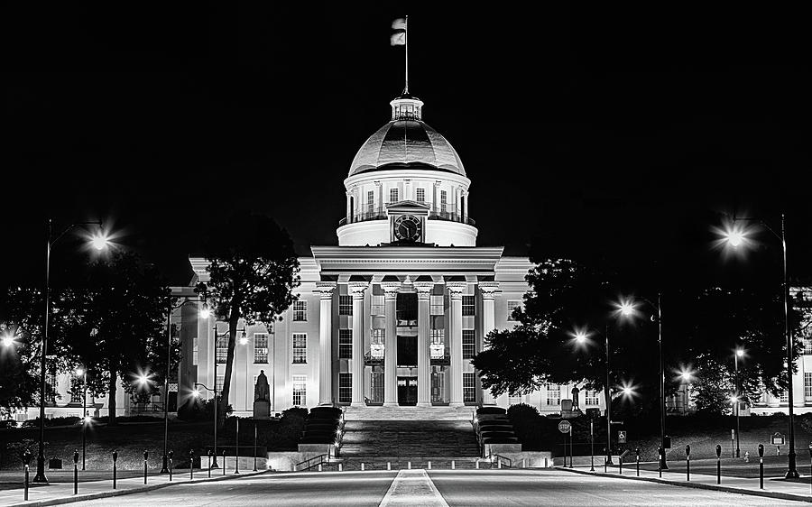 Alabama Capitol Building in Black and White Photograph by JC Findley