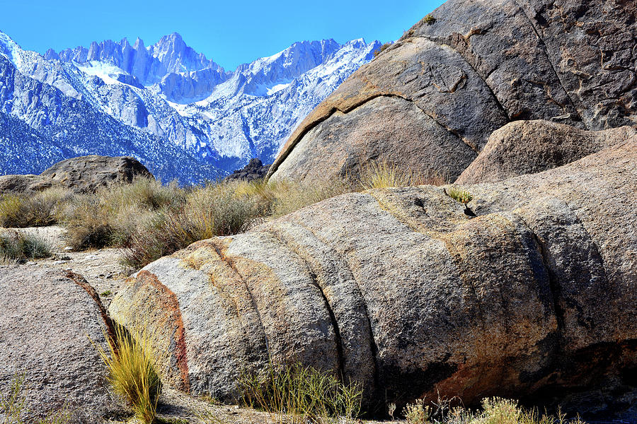 Alabama Hills Boulders and Mt. Whitney Photograph by Ray Mathis