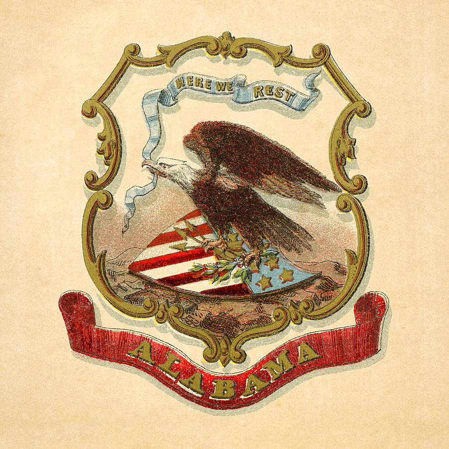 Alabama Historical Coat of Arms circa 1876 Digital Art by Serge Averbukh