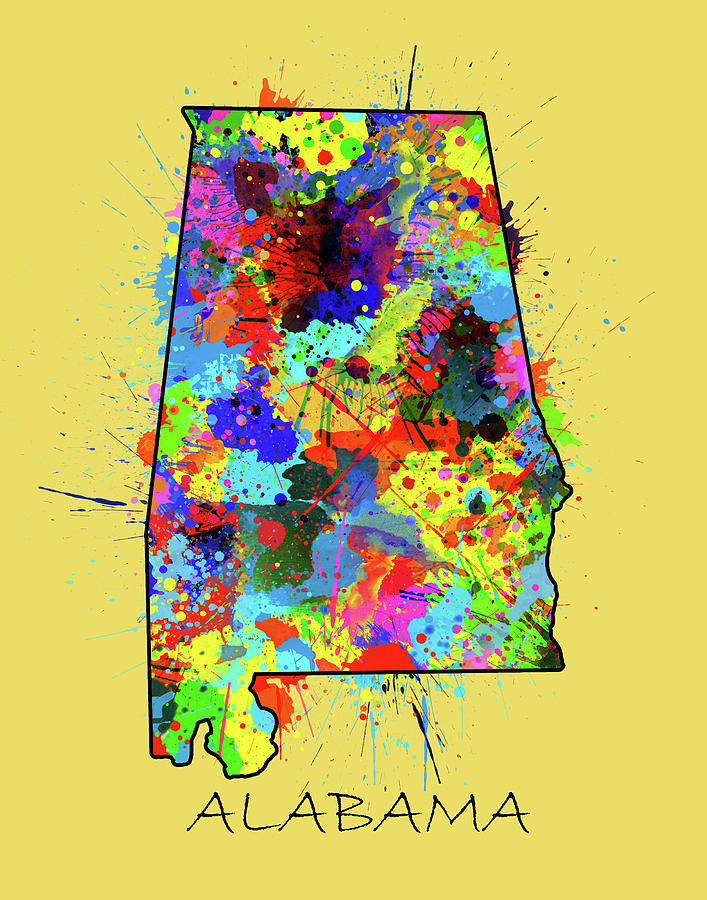 Alabama Map Digital Art - Alabama Map Color Splatter 3 by Bekim M