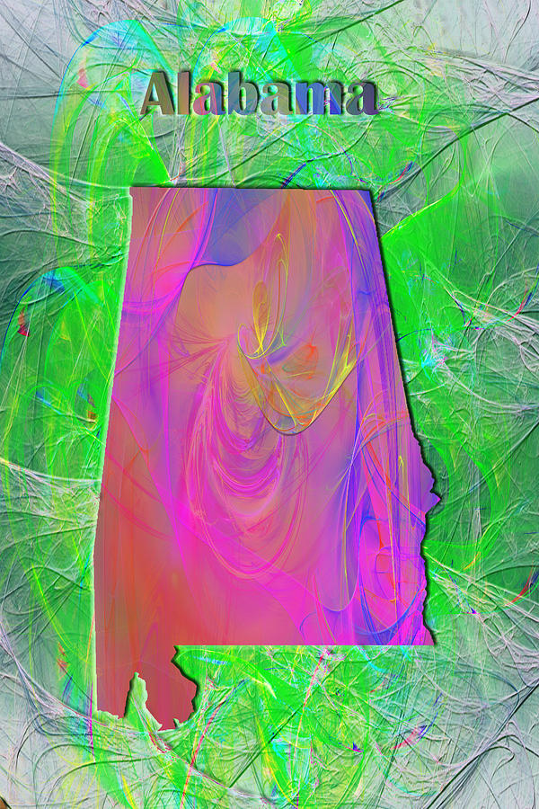 Abstract Painting - Alabama Map by Roger Wedegis