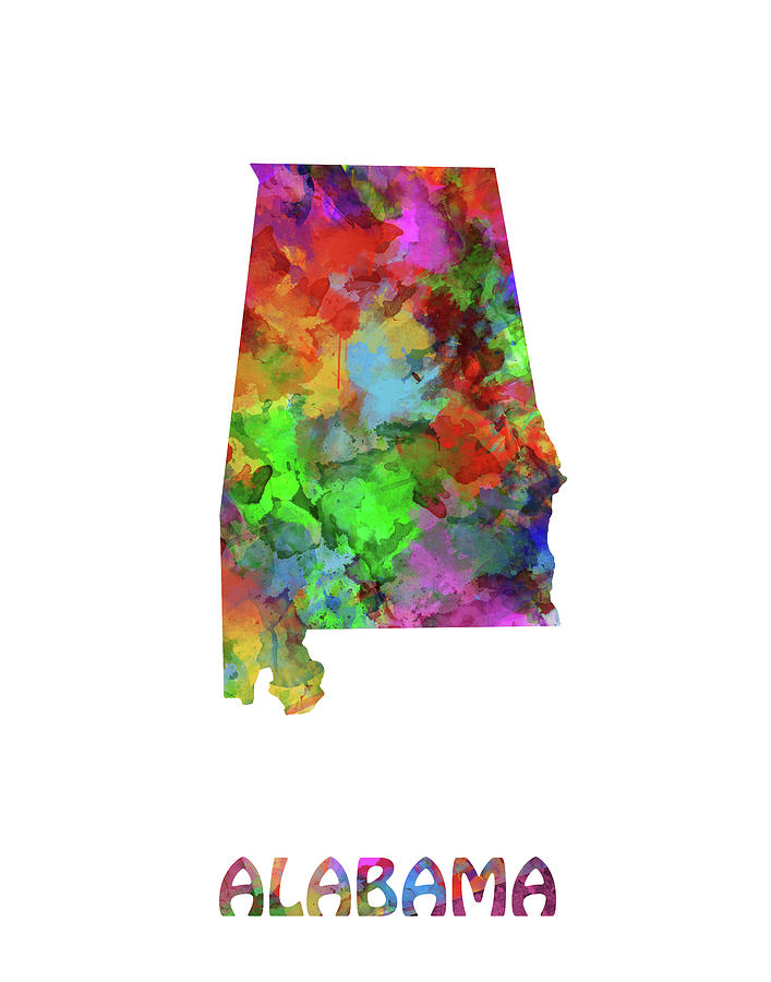 Alabama Map Watercolor Digital Art